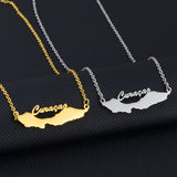 Anniyo 4CM Stainless Steel Curacao Map Pendant and Necklaces Gold Color/Silver Color Charm Jewellery for Women Girls @230621