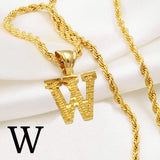 Anniyo A-Z Letters Necklaces Women Men Gold Plated Initial Pendant Rope Chain English Letter Jewelry Alphabet African #058002B