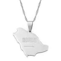 Anniyo Saudi Arabia Map Flag Charm Pendant Necklace Silver Color/Gold Color Kingdom of Saudi Arabia Jewelry Women Girls  #001321
