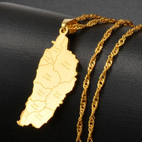 Anniyo Dominica Map City Name Pendant Chain Necklaces for Women Girls Dominica Maps Stainless Steel Jewelry #075121