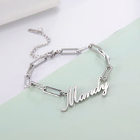 Sipuris Customized Name Bracelet Personalized Stainless Steel Rectangular Chain Letter Bracelet Unique Jewelry Family Gifts New