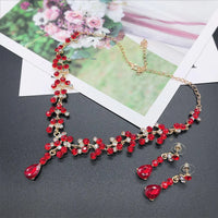 KMVEXO Crystal Bridal Wedding Jewelry Sets Women Gold Color Rhinestone Necklace Long Earrings Set Dress Accessories Bridesmaid