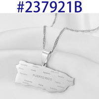 Anniyo Puerto Rico Map With Cities Pendant Necklaces Gold Color PR Puerto Ricans Jewelry #237921