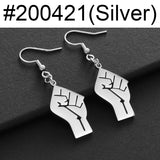 Anniyo 2.8CM Black Lives Matter Fist Symbol Earrings Rose Gold Plated,Silver Color Stainless Steel BLM African  Jewelry #200421
