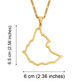 Anniyo 6.5CM Big Size Ethiopian Map Pendant Necklaces for Women Men Gold Color Jewelry @117721