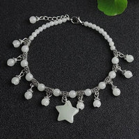 New Fashion Luminous Stones Bead Star Pendant Anklet For Women Bohemia Beach Tassel Handcrafted Ankle Chain Boho Jewelry