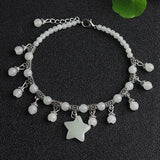 New Fashion Luminous Stones Bead Star Pendant Anklet For Women Bohemia Beach Tassel Handcrafted Ankle Chain Boho Jewelry