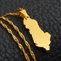Anniyo 2.6cm Albania Map Pendants & Necklaces Charm Shqiperise Jewelry For Women Girls  #028921