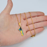 Anniyo Bahamas Andros Island Map and Flag Pendant and Chain Necklaces Jewelry for Women Girls #168521