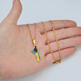 Anniyo Bahamas Andros Island Map and Flag Pendant and Chain Necklaces Jewelry for Women Girls #168521