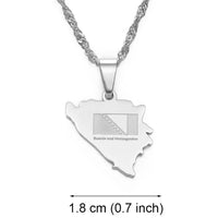 Anniyo 1.8CM Bosnia and Herzegovina Map Pendant Necklaces Women Girls Charm Bosna Hercegovina Maps Jewelry #145621