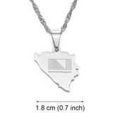 Anniyo 1.8CM Bosnia and Herzegovina Map Pendant Necklaces Women Girls Charm Bosna Hercegovina Maps Jewelry #145621
