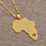 Anniyo Africa Map 5cm Pendant Necklaces Women Men Trendy Silver Color/Gold Color African Maps Jewelry Ethiopian  #113721