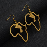 Anniyo Gold Color Stainless Steel Egyptian Queen Nefertiti Earrings African Map Big Earrings Jewelry Africa Ethnic  #116821