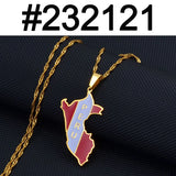 Anniyo Peru Map With Flag Pendant Necklaces Peruvian Jewelry #232121