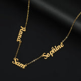 Custom Multiple Personalized Name Necklaces Jewelry Chain Pendant Name Gold Color Necklace for Women Men Stainless Steel Gifts