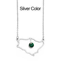 Anniyo Saudi Arabia Map With Green Stone Gold Color Charm Pendant Necklace Kingdom of Saudi Arabia Jewelry Women Girls  #174121