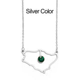 Anniyo Saudi Arabia Map With Green Stone Gold Color Charm Pendant Necklace Kingdom of Saudi Arabia Jewelry Women Girls  #174121