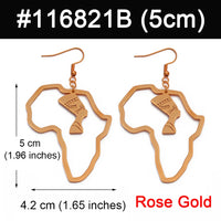 Anniyo Gold Color Stainless Steel Egyptian Queen Nefertiti Earrings African Map Big Earrings Jewelry Africa Ethnic  #116821