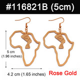 Anniyo Gold Color Stainless Steel Egyptian Queen Nefertiti Earrings African Map Big Earrings Jewelry Africa Ethnic  #116821