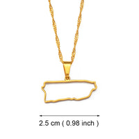Anniyo Contour Puerto Rico Map Charm Pendant Necklaces Silver Color/Gold Color PR Puerto Ricans Jewelry #051021