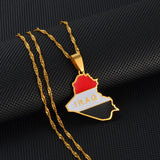 Anniyo Republic Of Iraq Map Pendant Necklaces Jewelry Map Of Iraq Chain Necklace #252421