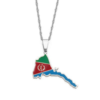 Anniyo Eritrea Map Flag Pendant Thin Necklaces for Women Girls Gold Color Jewelry African Map of Eritrean #136821