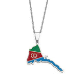 Anniyo Eritrea Map Flag Pendant Thin Necklaces for Women Girls Gold Color Jewelry African Map of Eritrean #136821
