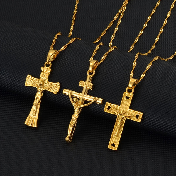 Anniyo Jesus Cross Pendants and Necklaces for Women Girls Jesus Christianity Religion Christian Baptism  Charm Crosses