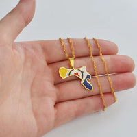 Anniyo Bonaire Map and Flag Pendant Necklaces Jewelry #243521
