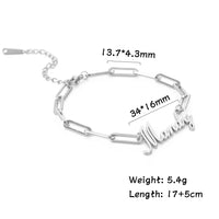 Sipuris Customized Name Bracelet Personalized Stainless Steel Rectangular Chain Letter Bracelet Unique Jewelry Family Gifts New