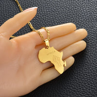 Anniyo 3.8CM African Map Fist Pendant Necklaces Silver Color/Gold Color Africa Maps Black Lives Matter Chains Jewelry #166021