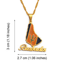 Anniyo Barbados Island Map Flag Pendant Necklaces Gold Color Barbados Maps Caribbean Sea Jewelry the Best  @126721