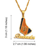 Anniyo Barbados Island Map Flag Pendant Necklaces Gold Color Barbados Maps Caribbean Sea Jewelry the Best  @126721