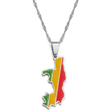 Anniyo 3.5CM Republic of the Congo Map Flag Pendant Necklaces Brazzaville Ethnic Ornament Jewelry #168221