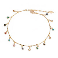 Lucky Eye Turkish Evil Eye Ankle Bracelet Gold Color Copper Foot Leg Chain Anklet Fashion Jewelry Gifts for Women Men EY6734