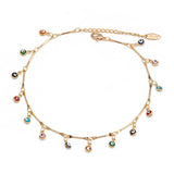 Lucky Eye Turkish Evil Eye Ankle Bracelet Gold Color Copper Foot Leg Chain Anklet Fashion Jewelry Gifts for Women Men EY6734