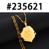 Anniyo Sierra Leone Map and City Pendant Necklaces Gold Silver Color Jewelry For Women Men African Maps Jewellery  #235621