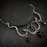 Goth Entwined Snakes Water Drop Crystal Necklace Gothic Punk Jewelry Statement Party Grunge Pendant Witcher Charm Fashion Gift