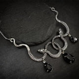 Goth Entwined Snakes Water Drop Crystal Necklace Gothic Punk Jewelry Statement Party Grunge Pendant Witcher Charm Fashion Gift
