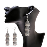 Retro Indian Bollywood Kundan Jhumka Jhumki Three-layer Drop Earrings For Women Boho Ethnic Gypsy Fashion Wedding Wear Jewelry