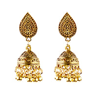 Retro Indian Bollywood Kundan Jhumka Jhumki Three-layer Drop Earrings For Women Boho Ethnic Gypsy Fashion Wedding Wear Jewelry