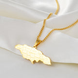Anniyo Map of Jamaica With City Pendant Necklaces for Women Men Stainless Steel Jamaica Maps Chains Jewelry #071021P