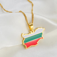 Anniyo The People's Republic of Bulgaria Map Flag Pendant Necklaces Bulgarian Jewelry #258521