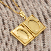 Anniyo DIY Keeping Photo Pendant Necklace Women Iran Jewelry,Gold Color Islam Arab Holy Bible Cross Allah Box #071502