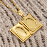 Anniyo DIY Keeping Photo Pendant Necklace Women Iran Jewelry,Gold Color Islam Arab Holy Bible Cross Allah Box #071502