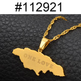 Anniyo Map of Jamaica With NOE LOVE Pendant Necklaces Stainless Steel Jamaica Maps Chains Jewelry Jamaican  @112921