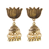 Retro Indian Bollywood Kundan Jhumka Jhumki Three-layer Drop Earrings For Women Boho Ethnic Gypsy Fashion Wedding Wear Jewelry