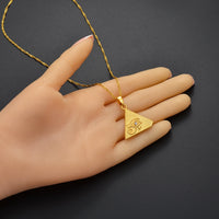 Anniyo Egyptian Pyramids and Eye Pendant Necklace Woman Girls,Gold Color African Jewelry Egypt Hieroglyphs,Crux Ansata #226106