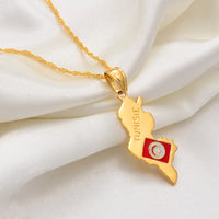 Anniyo Tunisie Map Pendant Necklace Tunisienne Jewelry Tunisia Maps #006810